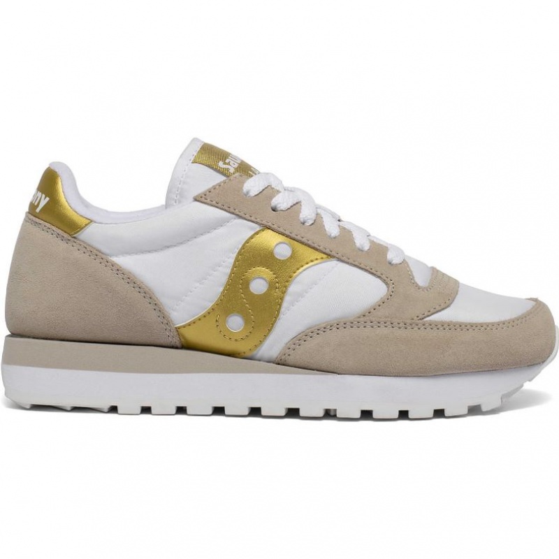White / Beige / Gold Saucony Jazz Original Women\'s Sneakers | ISRAEL YFOXAU