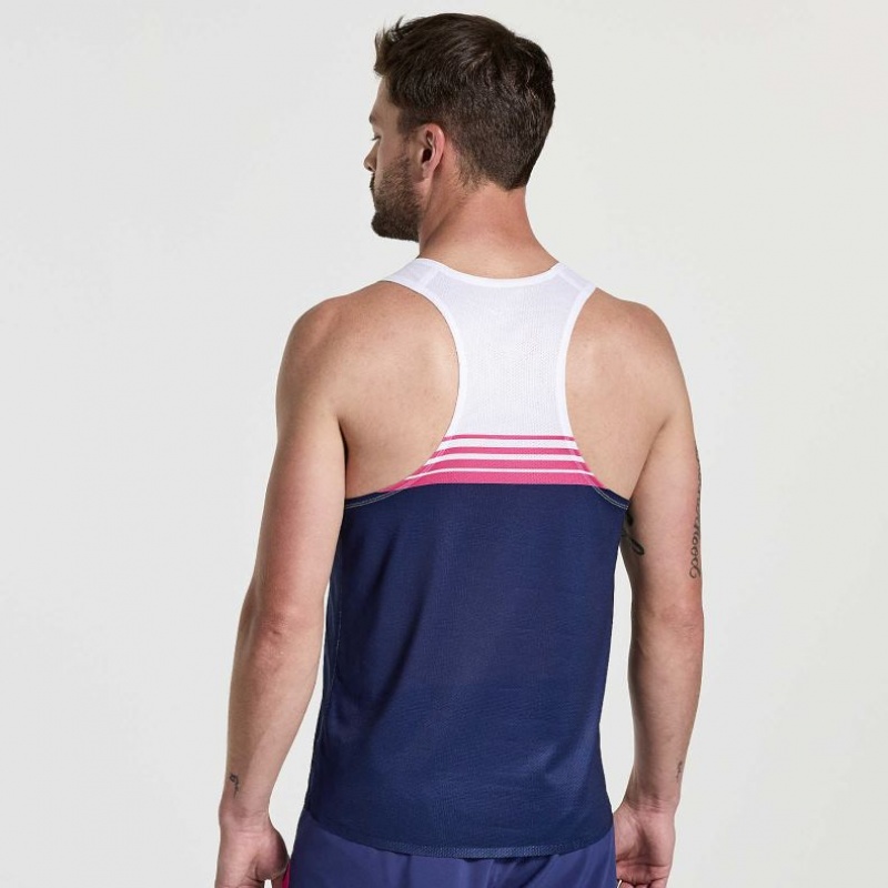 White / Navy Saucony Elite Men's Singlet | ISRAEL OEFWLD