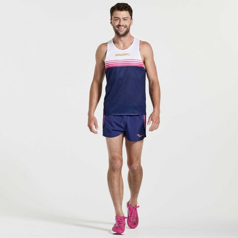 White / Navy Saucony Elite Men's Singlet | ISRAEL OEFWLD