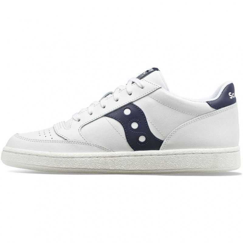 White / Navy Saucony Jazz Court PU Women's Sneakers | ISRAEL CZKRGX