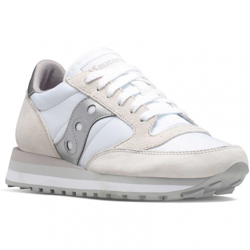 White / Silver Saucony Jazz Triple Women's Sneakers | ISRAEL UEMIAF
