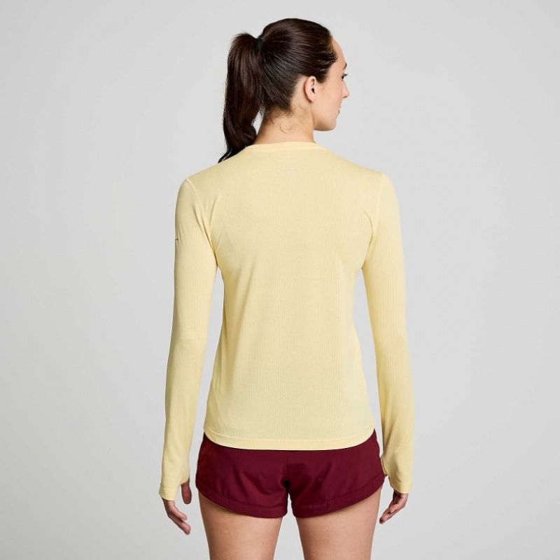 Yellow Saucony Stopwatch Graphic Long Sleeve Women's T-Shirt | ISRAEL WRLZBT